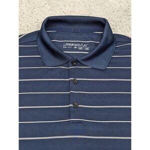Nike Golf Fit Dry Performance Polo Shirt Mens Large Navy Blue Stripe Preppy